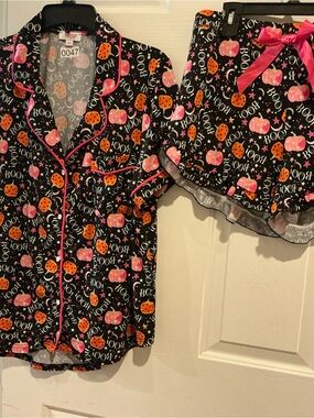 Jordan Black Pink Orange Halloween Pumpkin Pajama Set